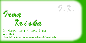 irma kriska business card